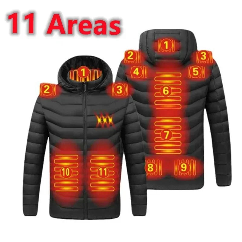 21 Areas Heated Jacket Women's Warm Vest USB Men's Heating Jacket Heated Vests Coat Hunting Hiking Camping Autumn Winter Male Leedoar