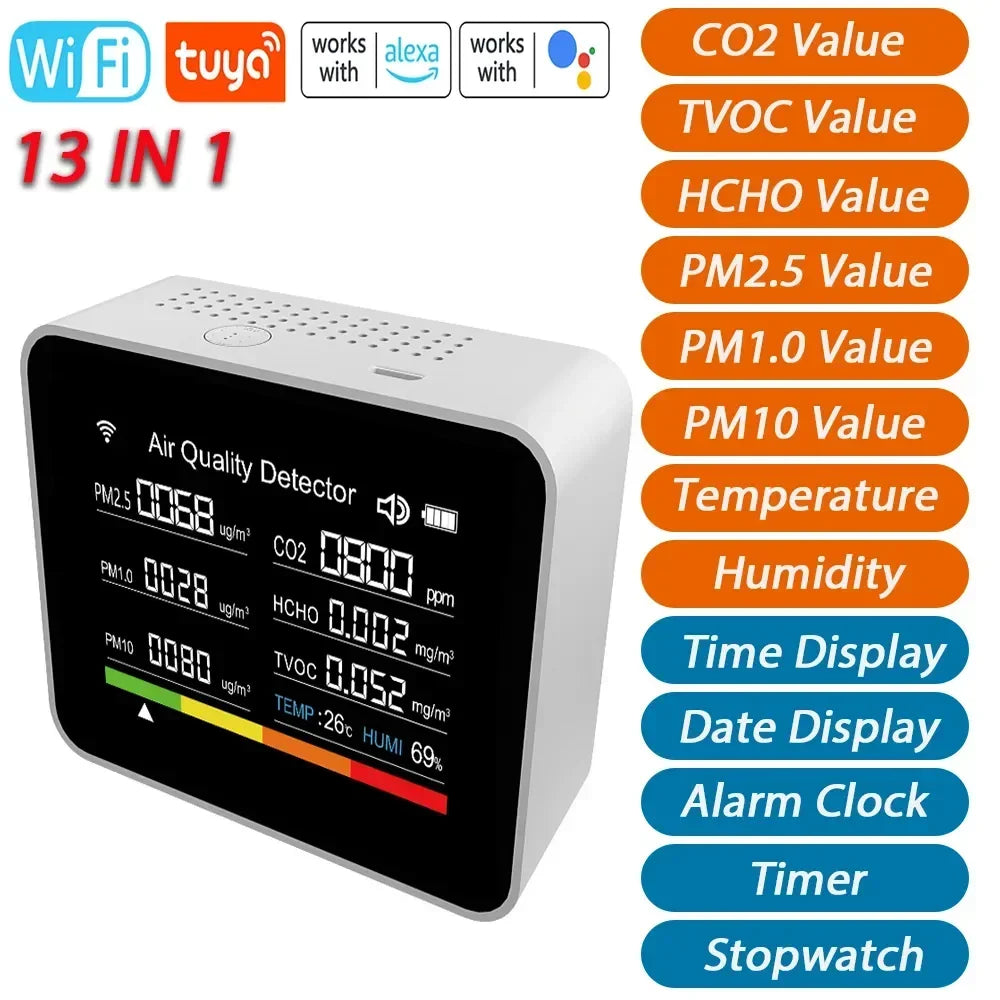 14 in 1/13 in 1 Tuya WIFI Air Quality Monitor CO2 Detector