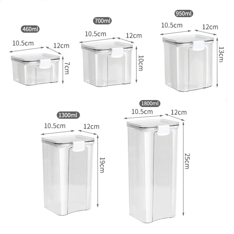 Sealed Jars Kitchen Grain Storage Organizer Large Tank Plastic Moisture-proof Storage Box Household Seasoning Jars Set Leedoar