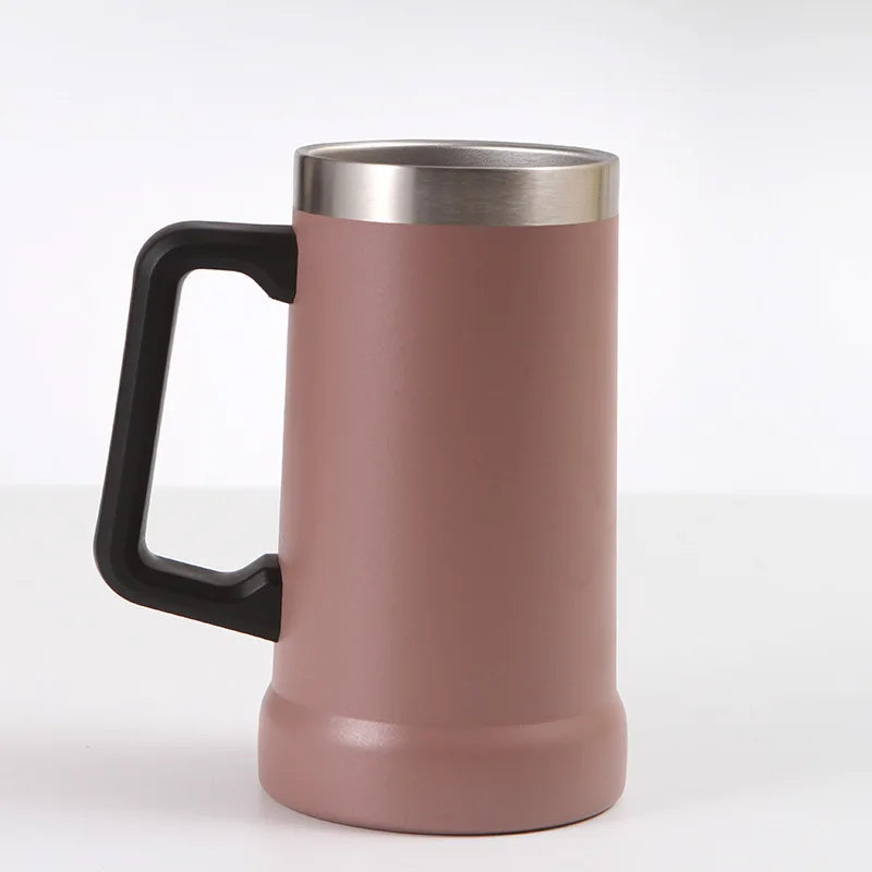 304 Stainless Steel Handle Cup 24oz Portable Large Capacity Beer Cup with High Aesthetic Value Sealed and Leak Proof Vacuum Cup Leedoar