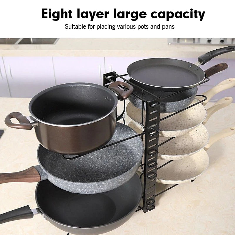 5/8th Floor Kitchen Storage Rack Adjustable Metal Rack Cabinet Tableware Sorting Cabinet Pot Cover Storage Utensils Storage Leedoar