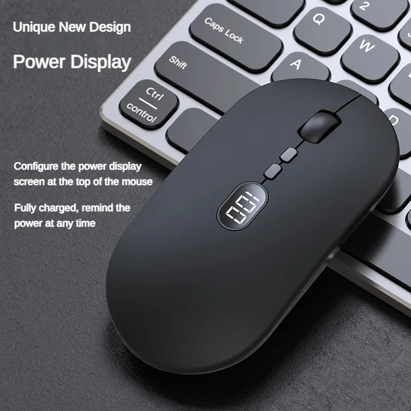 X1 2400dpi Dual Mode 2.4G Wireless Wired Mouse com tela Power Display 800mAh recarregável para laptops, computadores de escritório, jogos 