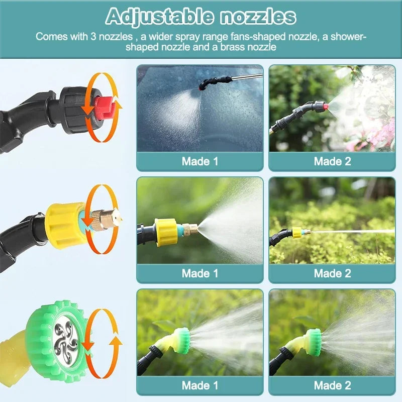 5L Garden Electric Sprayer with Rotating Mist Nozzles Telescopic Wand Lawn Water Sprayer Plant USB Rechargeable Irrigation Tool Leedoar