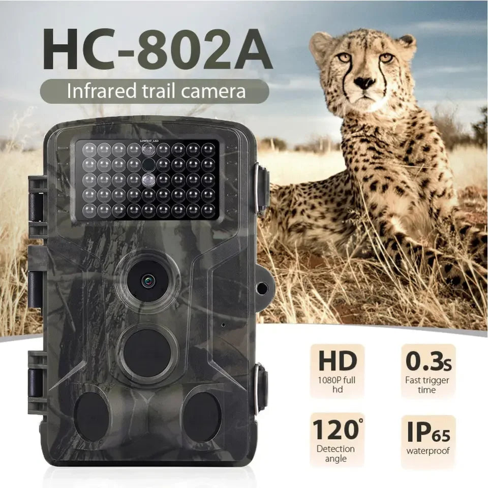 HC802A Wildlife Trail Camera 24MP 2.7K Video Photo Trap Outdoor Infrared Hunting Night View Motion Detection for Hunting Leedoar