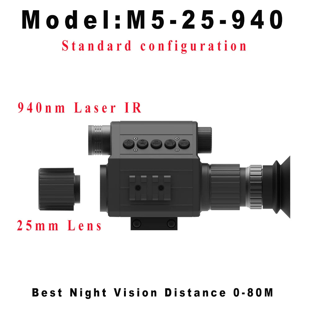 Telescopio monocular táctico para caza con visión nocturna Megaorei M5 2024 con láser infrarrojo incorporado