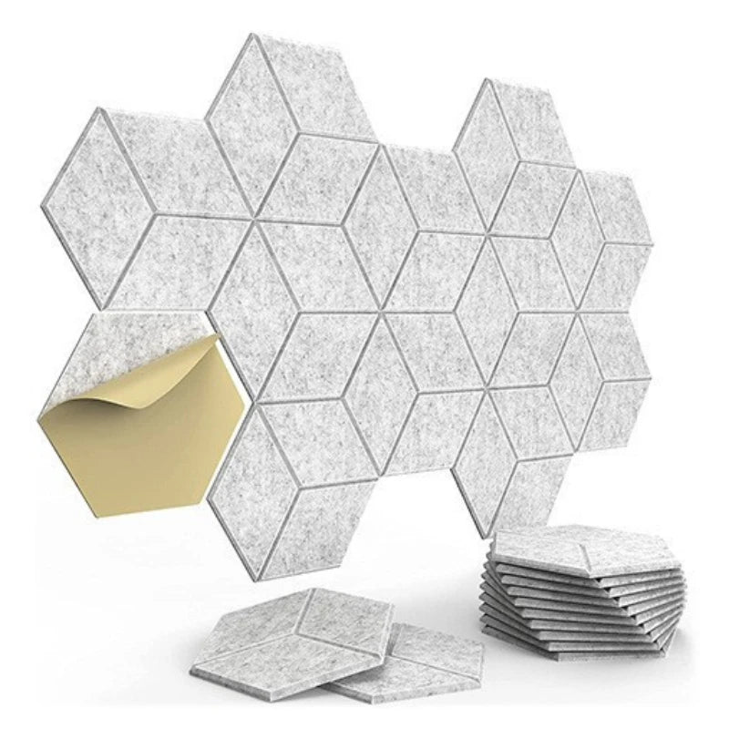 20PCS Hexagonal Self-adhesive Acoustic Panels Y-Lined Design Sound Proof Foam Panels Absorb Noise Eliminate Echoes Black Leedoar