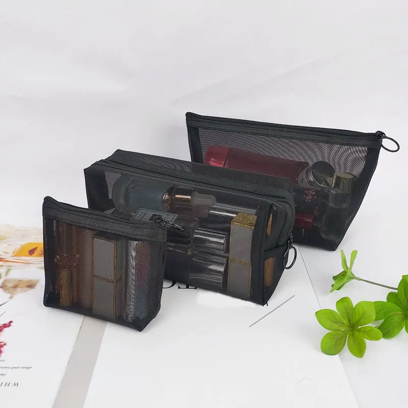 1 bolsa de cosméticos negra para hombres y mujeres, transparente, organizador de viaje, bolsa de artículos de tocador grande y pequeña, bolsa de maquillaje 