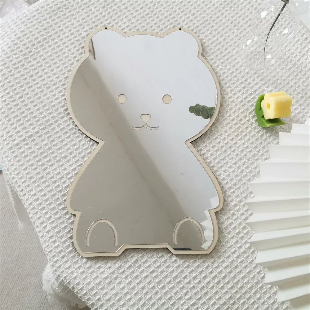 INS Creative Decorative Mirror for Kids Room Cute Bear Rabbit Shape Acrylic Mirror Baby Photo Props Nordic Home Nursery Decor Leedoar