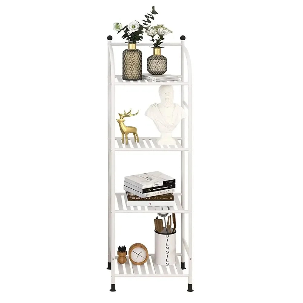 4 Tier Bathroom Storage Open Shelf Unit,Storage Shelf Rack,Free-Standing Metal Corner Rack Shelving for Bathroom,Kitchen, Livin Leedoar