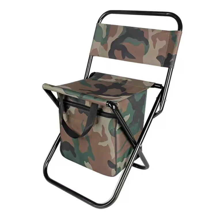 200kg Outdoor Folding Chair Large Weight Bearing Leisure Camp Ice Pack Chair with Storage Bag Backrest Insulation Fishing Chair Leedoar