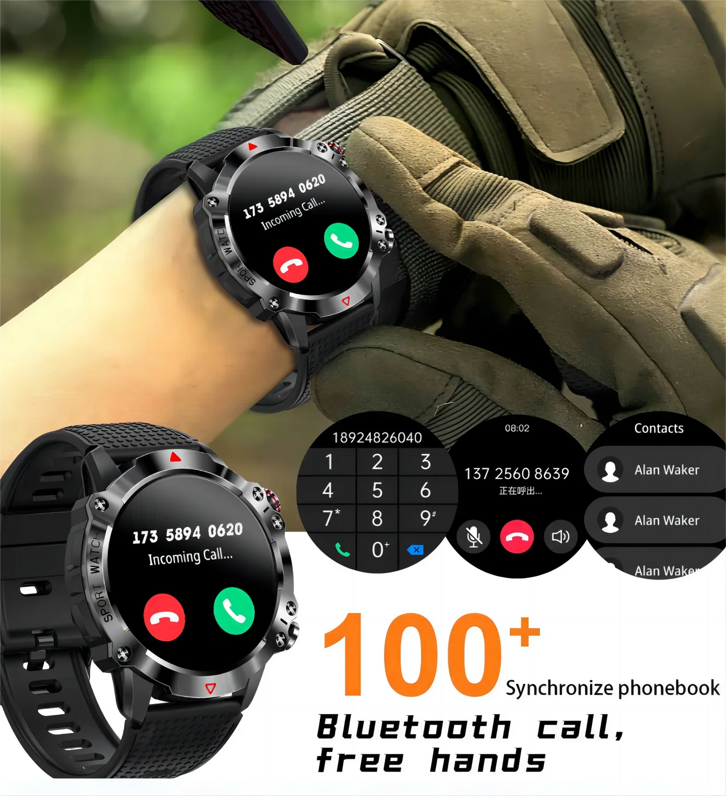 KR10 Sports Smart Watch for Men Women 1.39 Inch AMOLED Screen Bluetooth Calls SMS Display IP67 Life Waterproof Health Monitor Leedoar