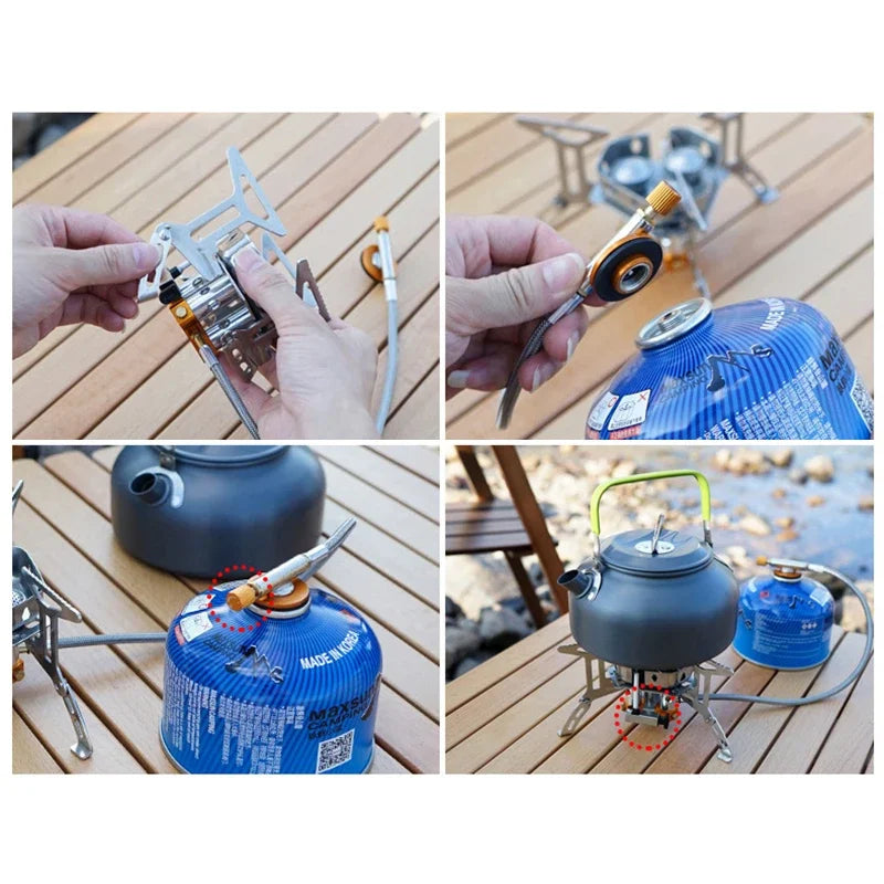 Outdoor Camping Head Stove Portable Travel Picnic Gas Burner 5800W Big Power Windproof Foldable Gas Stove Camping Supplies Leedoar