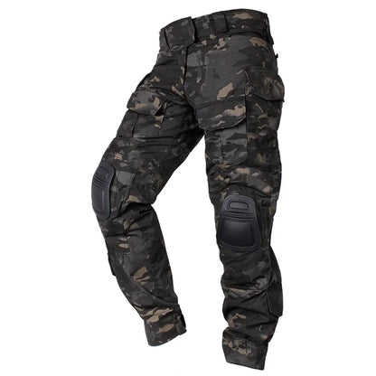 Men Army Paintball Combat Cargo With Knee Pads Multicam CP Camouflage Military Airsoft Equipments Tactical Pant Hunting Clothing Leedoar