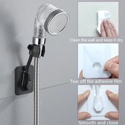 3pcs 360° Shower Head Holder Adjustable Bathroom Shower Bracket Bath Shower Rail Holder Bracket Head Strongly Stick To The Wall Leedoar