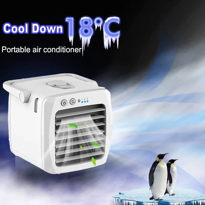 Acondicionador portátil para uso doméstico, mini enfriador de aire, aire acondicionado portátil para oficina, ventilador de enfriamiento de aire de 3 velocidades, humidificador 