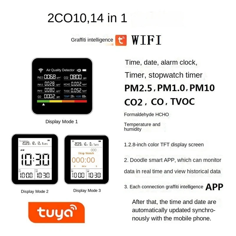 14 in 1 Tuya WIFI Air Quality Monitor