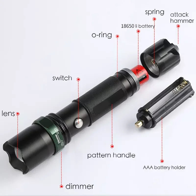 New LED Charging Zoom Aluminum Alloy Outdoor Waterproof Strong Light Multi-Function Household Portable Flashlight Leedoar