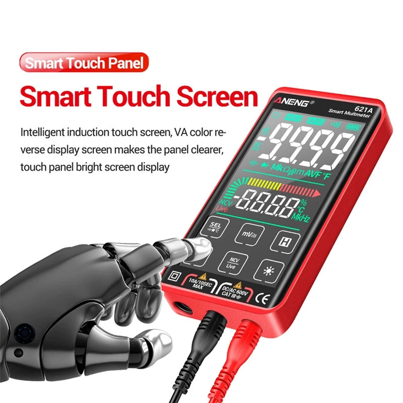 ANENG 621A Intelligent Digital Multimeter Touch Screen Multimetro Tester Transistor 9999Counts True RMS DC/AC Meter Rechargeable Leedoar