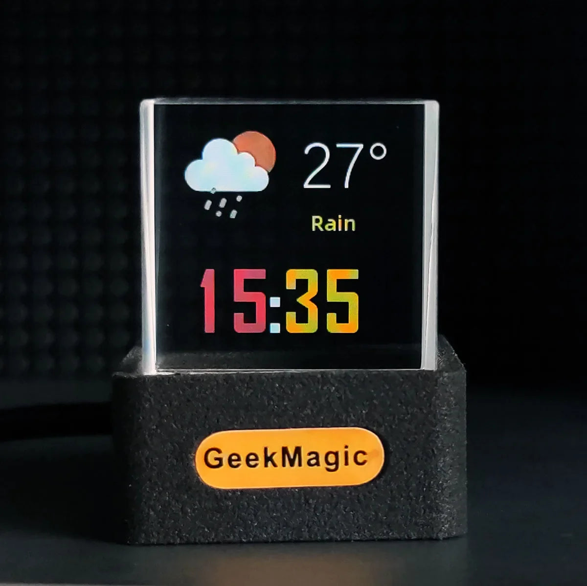 GIFTV Crystal Cube Photo Display Holographic Desktop Smart Weather Station Digital Clock with GIF Animations Album Leedoar