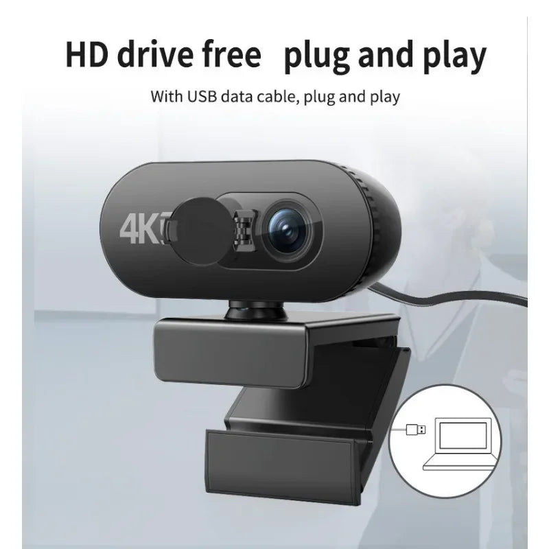 Mini Câmeras 4k Vídeo Webcam Computador Webcam Câmera 1080P 2K Full HD Web Camera Microfone embutido USB Web Cam para PC Computador 