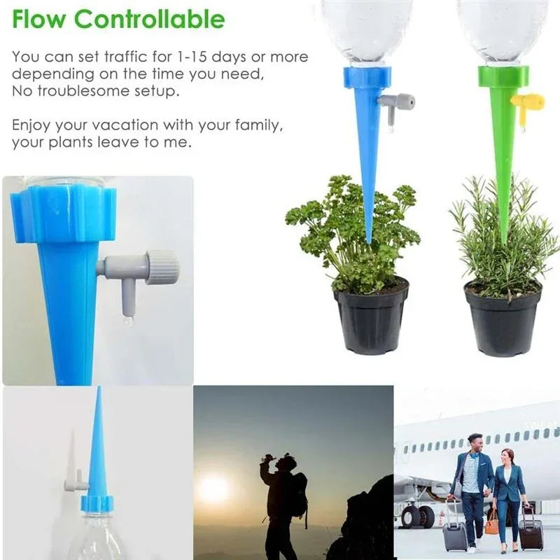 Self-Watering Kits Automatic Drip Irrigation System Kits Plant Watering Spike Device Greenhouse Adjustable Control Water Dripper Leedoar