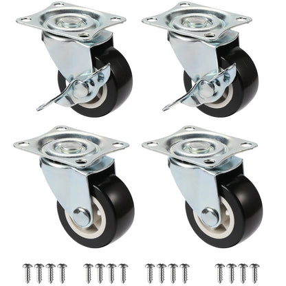 Set Of 4 1"/1.25"/2" PVC Furniture Casters Wear Resistant Mute Universal Heavy Trolley Wheels 360 Degrees Swivel Castor Leedoar