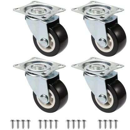 Set Of 4 1"/1.25"/2" PVC Furniture Casters Wear Resistant Mute Universal Heavy Trolley Wheels 360 Degrees Swivel Castor Leedoar