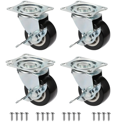 Set Of 4 1"/1.25"/2" PVC Furniture Casters Wear Resistant Mute Universal Heavy Trolley Wheels 360 Degrees Swivel Castor Leedoar