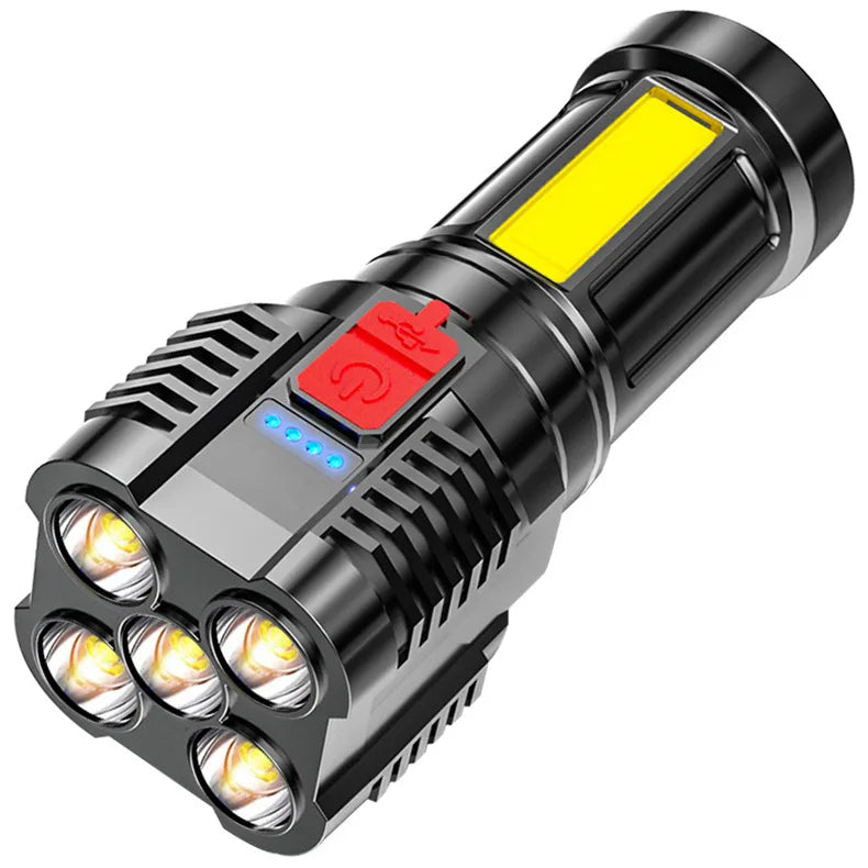 5Led Flashlight Household Portable Multi-Function Cob Side Lamp USB Charging Strong Light Waterproof Flashlight Leedoar