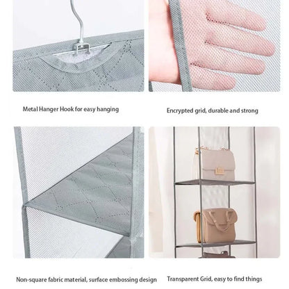 4Layers Home Wardrobe Three-dimensional Hanging Bag Collection Hanging Bag Finishing Cloth Dust-proof Storage Rack Dormitory Art Leedoar