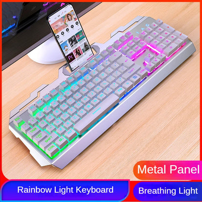 GX2 Wired Combo 104 teclas LED Light Keyboard e Mouse mutáveis ​​à prova d'água RGB Backlit Keyboard Mouse Set para desktop laptop 