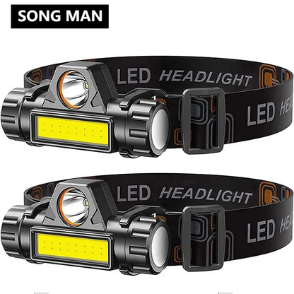 LED USB Rechargeable COB Headlamp Strong Magnetic Powerful Headlight Super Bright Waterproof Head Torch For Outdoor Leedoar