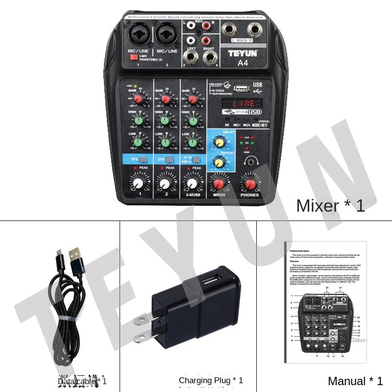 TEYUN 8 6 4 Channel Professional Portable Mixer Sound Mixing Console Computer Input 48v Power Number Live Broadcast A4 A6 A8 New Leedoar