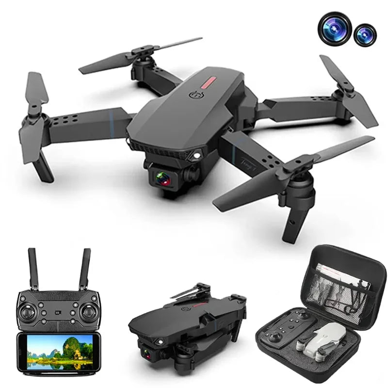 2024 New E88Pro WIFI FPV Drone Quadcopter With Wide Angle HD 4K Camera Height Hold RC Foldable Quadcopter Drones UAV Gifts Toys Leedoar