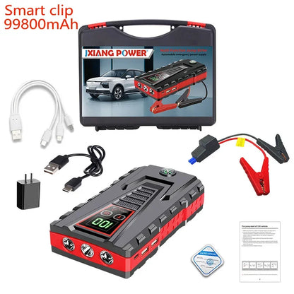 99800mAh Car Jump Starter Device 12v Strong Portable Power Bank Automotive Battery Charger System Start Operating Auto Booster Leedoar