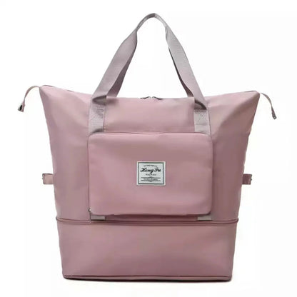 Bolsa de viagem feminina, bolsa grande de capacidade, bolsa dobrável, bolsa de ombro, armazenamento, bolsa à prova d'água, bolsa de ioga, esportiva, transversal 