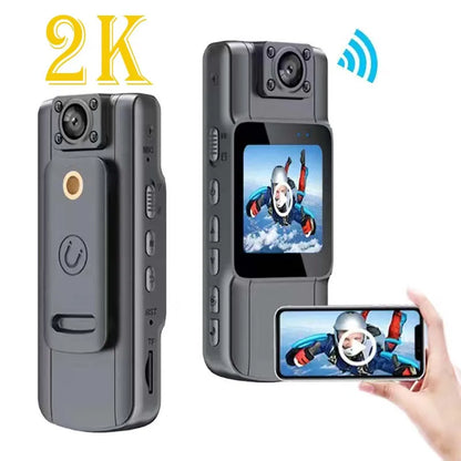 2K Wifi Body Camera Infrared Night Vision Full HD Mini Camera 130° Wide Angle Lens 180° Adjustable for Law Enforcement Security Leedoar