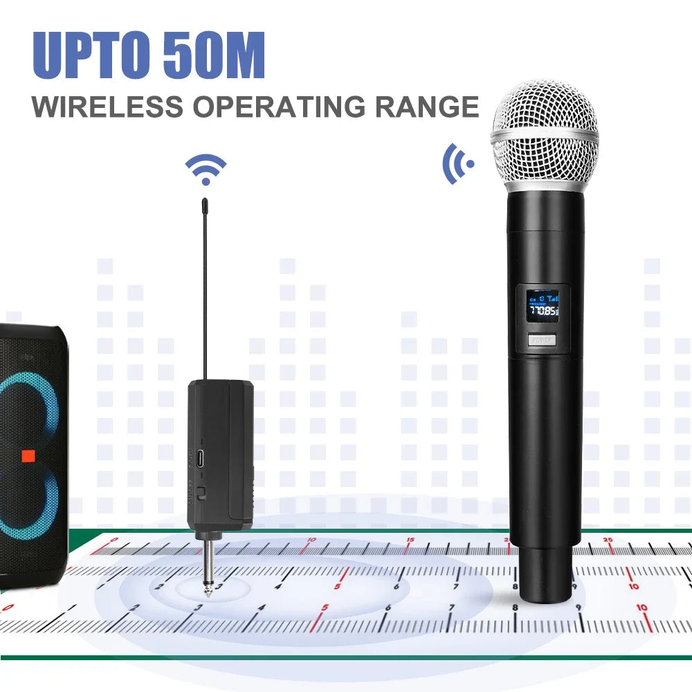 UHF Wireless Microphone Professional Receiver Transmitter System Universal Handheld Mic with Karaoke Business Meeting Microphone Leedoar