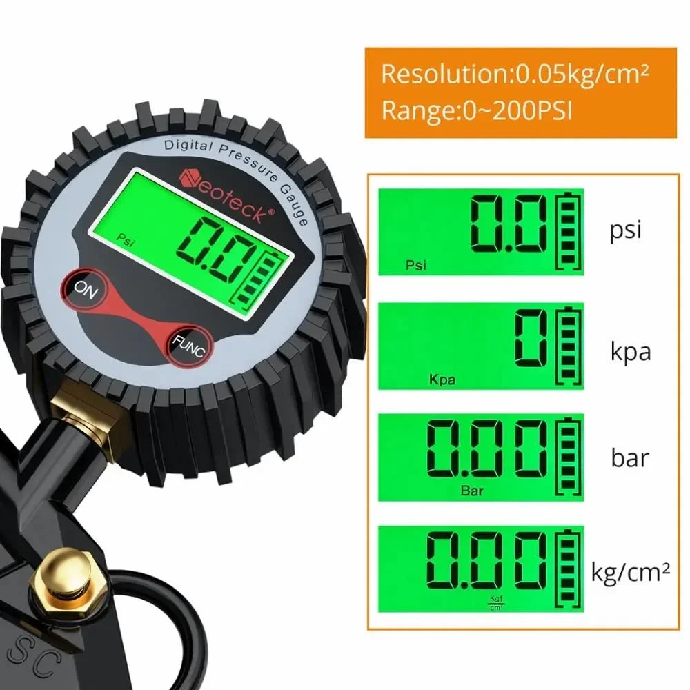 Digital Automobile EU Digital Tire Pressure Gauge Can Deflate Car Tires Inflator Gun Pressure Gauge Inflator Gun Inflation Gauge Leedoar