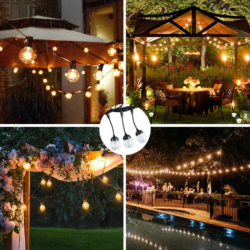 Cadena de luces LED nueva de 5 m para exteriores, resistente al agua, de colores cálidos, para jardín, patio, fiesta, iluminación decorativa 