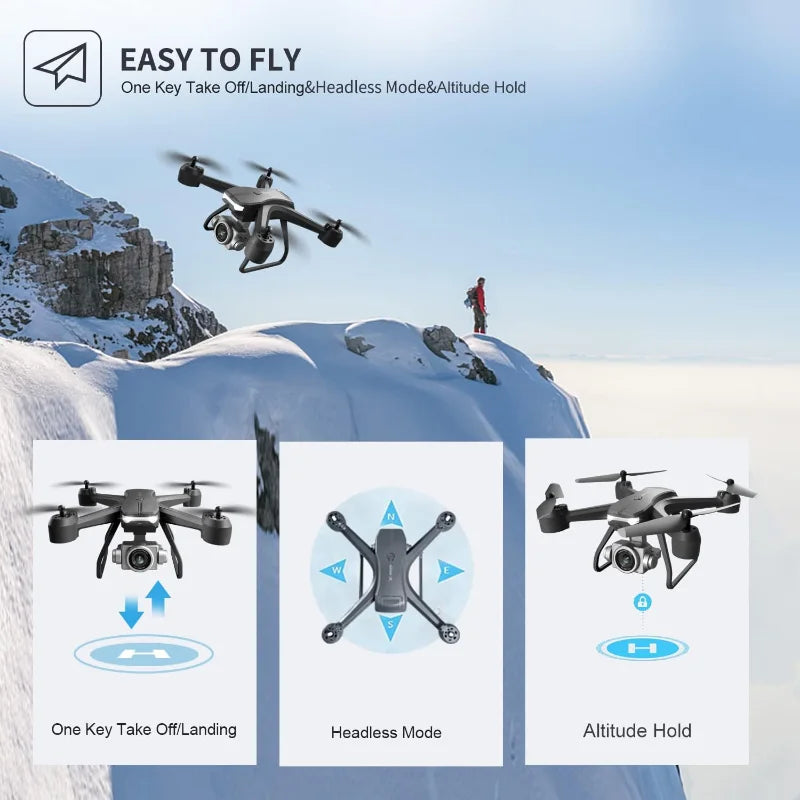 V14 Professional Drone 6K HD Dual Camera Wide Angle WIFI Realtime Transmission FPV Drone Optical Flow Location RC Quadcopter Toy Leedoar