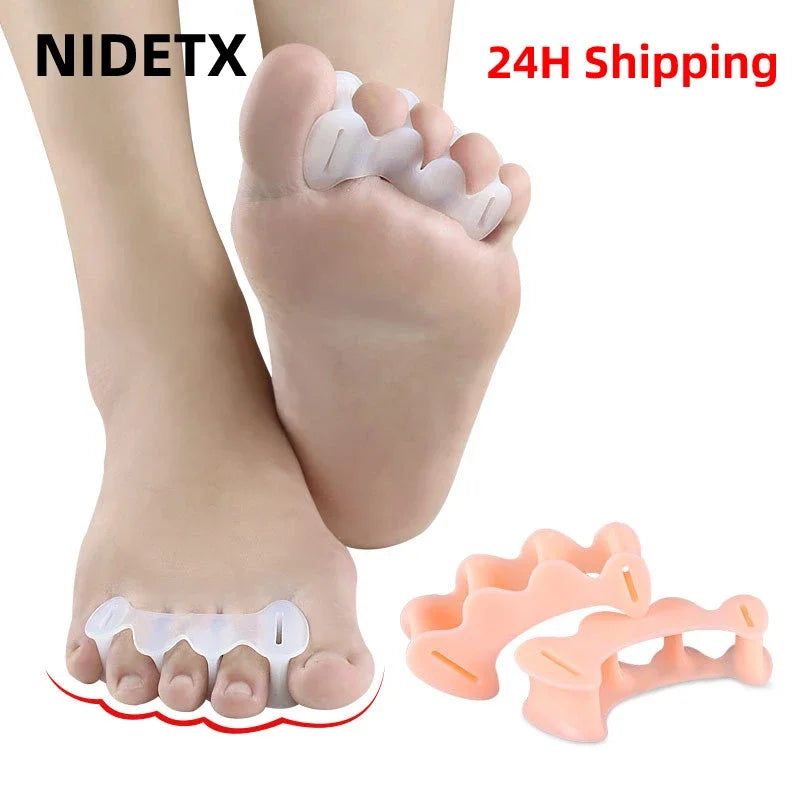 2Pcs=1Pair Hard Silicone Toe Finger Separator 3 Hole Hallux Valgus Orthopedic Spacers Bunion Overlapping Hammer Foot Corrector Leedoar