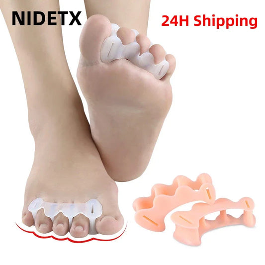 2Pcs=1Par Separador de Dedo do Pé de Silicone Rígido 3 Furos Hallux Valgus Espaçadores Ortopédicos Joanete Sobreposição Martelo Corretor de Pé 