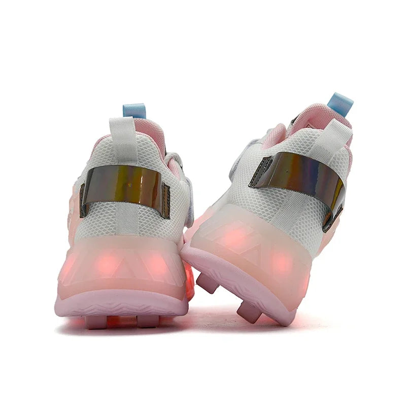 Adult Children Roller Skates Shoes Sneakers Men with Single Wheel Double Wheel Rollers Skate Shoes Tennis Shoes Leedoar