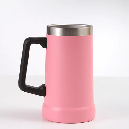 304 Stainless Steel Handle Cup 24oz Portable Large Capacity Beer Cup with High Aesthetic Value Sealed and Leak Proof Vacuum Cup Leedoar