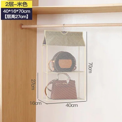 4Layers Home Wardrobe Three-dimensional Hanging Bag Collection Hanging Bag Finishing Cloth Dust-proof Storage Rack Dormitory Art Leedoar