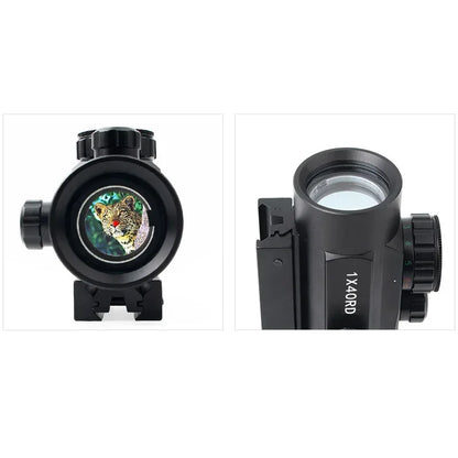 1x40 Tactical riflescope Hunting Holographic Red Green Dot Sight Airsoft Dot Sight Scope 11mm 20mm Rail Mount Collimator Sight Leedoar