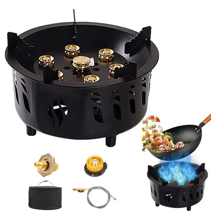 20000w Camping Gas Burner 7 Core Strong Fire Power Camping Stove Windproof Outdoor Cooking Burner Hiking Barbecue BBQ Cookware Leedoar