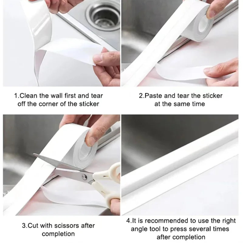 3.2M PVC Waterproof Self-adhesive Wall Sticker Sink Stove Crack Strip Kitchen Bathroom Corner New Sealant Strip Adhesive Tape Leedoar