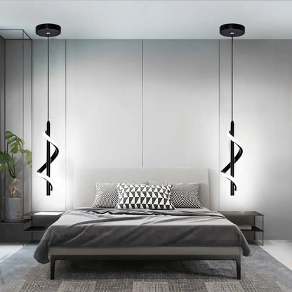 Estilo nórdico moderno simples quarto cabeceira sala de estar lustre criativo linha longa arte led pequeno pingente de parede lâmpada 86-264V 